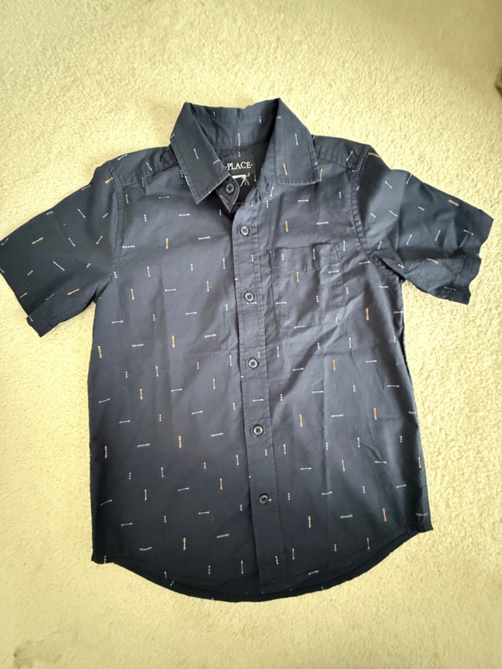 The Children's Place Navy Short Sleeve Shirt with Micro Print
